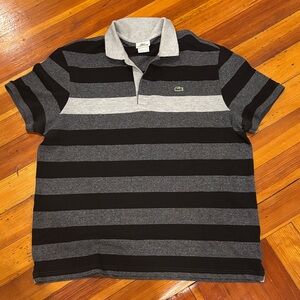 Lacoste Polo with Black and Gray Stripes
